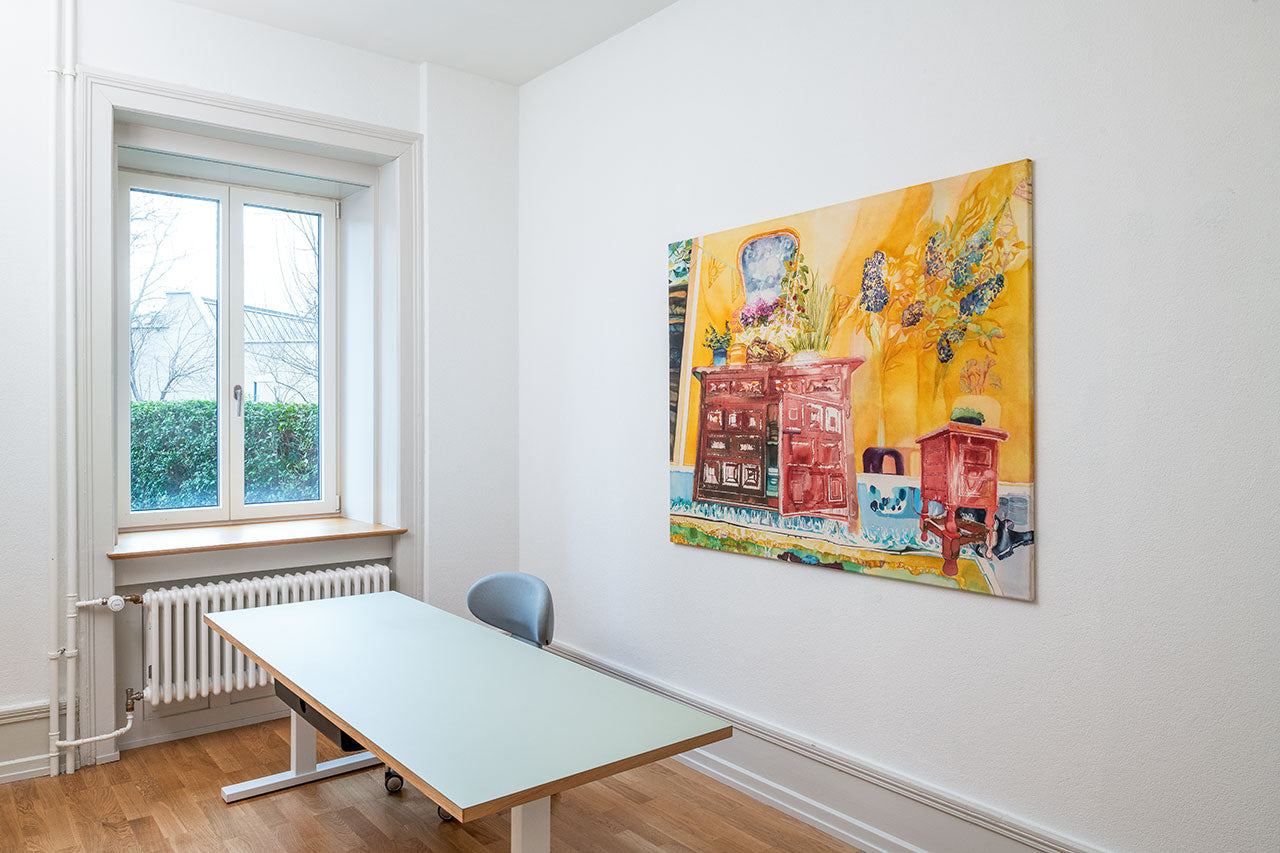 Rosemary, pink yarrow, chives, lilac, tins and vehicles for children's hands